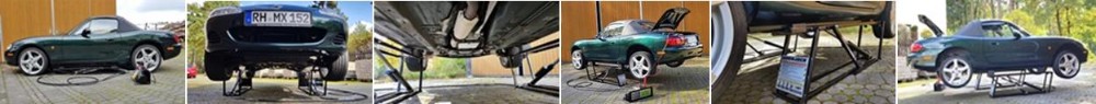 Der QuickJack BL-3500 SLX passt für den MX5 NB - hier gibt es die Fotos in groß